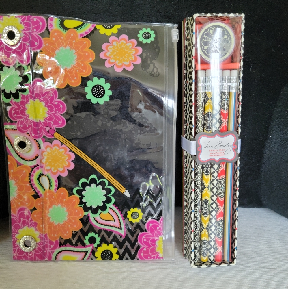 Pencil pouch and box of 10 pencils with sharpener